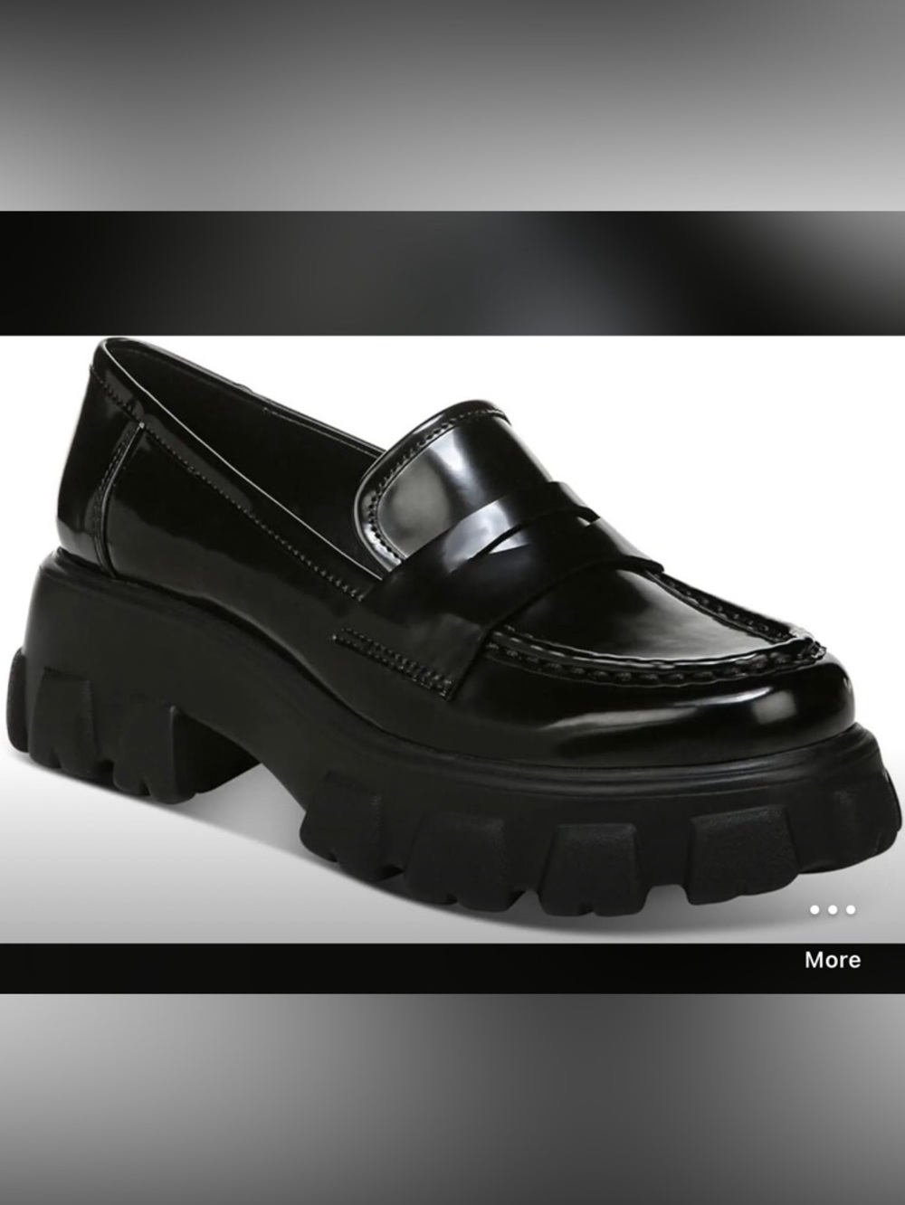 Bar III Women's Black Patent Lug-Soled Penny Loafer